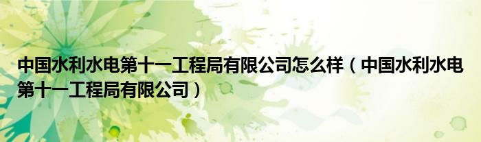 中国水利水电第十一工程局有限公司怎么样（中国水利水电第十一工程局有限公司）