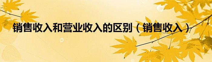 销售收入和营业收入的区别（销售收入）