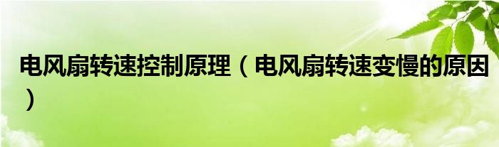 电风扇转速控制原理（电风扇转速变慢的原因）