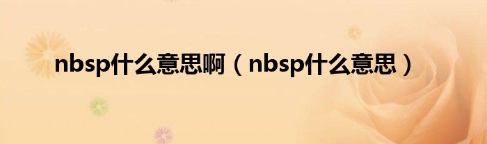 nbsp什么意思啊（nbsp什么意思）