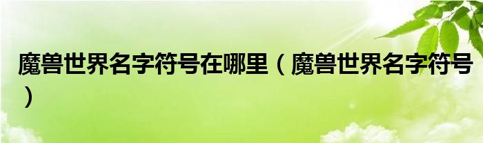 魔兽世界名字符号在哪里（魔兽世界名字符号）