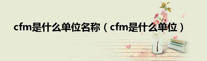 cfm是什么单位名称（cfm是什么单位）