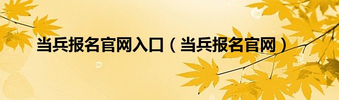 当兵报名官网入口（当兵报名官网）