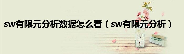 sw有限元分析数据怎么看（sw有限元分析）