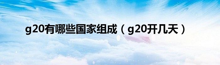 g20有哪些国家组成（g20开几天）