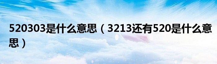 520303是什么意思（3213还有520是什么意思）