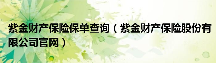 紫金财产保险保单查询（紫金财产保险股份有限公司官网）