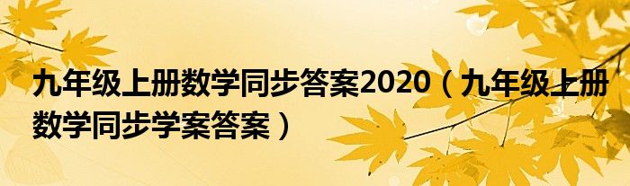 九年级上册数学同步答案2020（九年级上册数学同步学案答案）