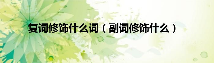 复词修饰什么词（副词修饰什么）