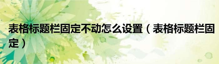 表格标题栏固定不动怎么设置（表格标题栏固定）