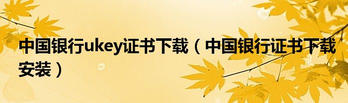 中国银行ukey证书下载（中国银行证书下载安装）