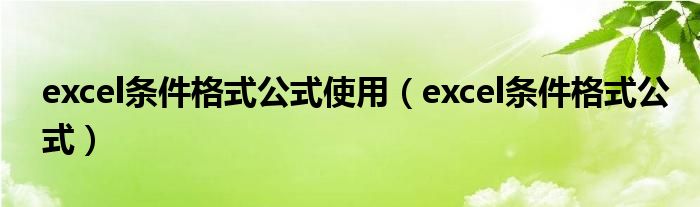 excel条件格式公式使用（excel条件格式公式）