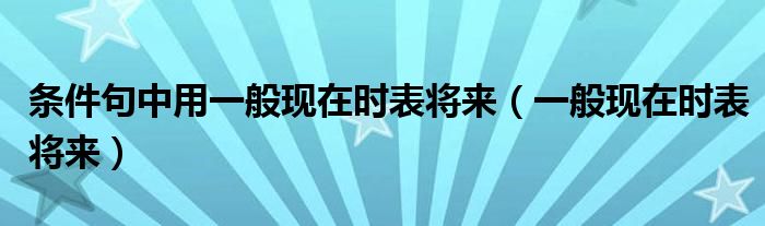 条件句中用一般现在时表将来（一般现在时表将来）