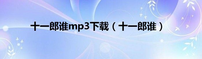 十一郎谁mp3下载（十一郎谁）