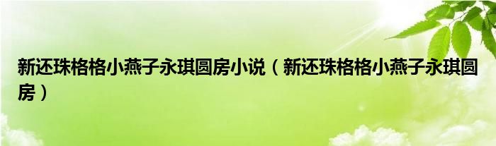 新还珠格格小燕子永琪圆房小说（新还珠格格小燕子永琪圆房）