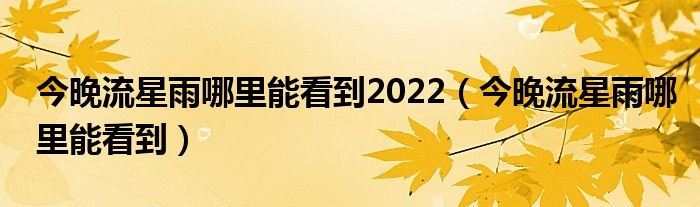 今晚流星雨哪里能看到2022（今晚流星雨哪里能看到）