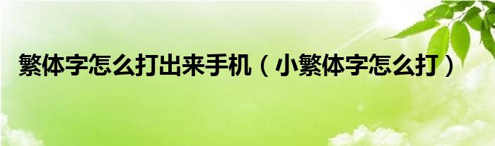 繁体字怎么打出来手机（小繁体字怎么打）