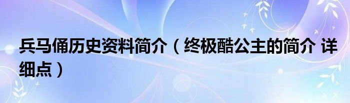 兵马俑历史资料简介（终极酷公主的简介 详细点）