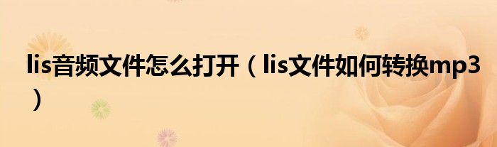 lis音频文件怎么打开（lis文件如何转换mp3）