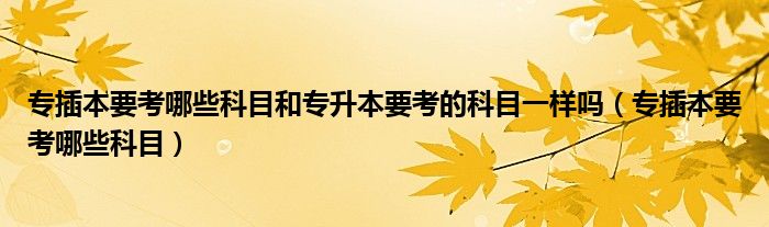 专插本要考哪些科目和专升本要考的科目一样吗（专插本要考哪些科目）