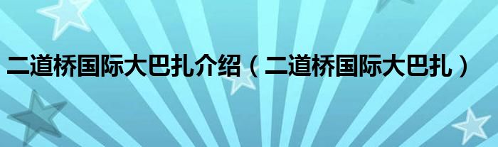 二道桥国际大巴扎介绍（二道桥国际大巴扎）