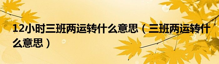 12小时三班两运转什么意思（三班两运转什么意思）