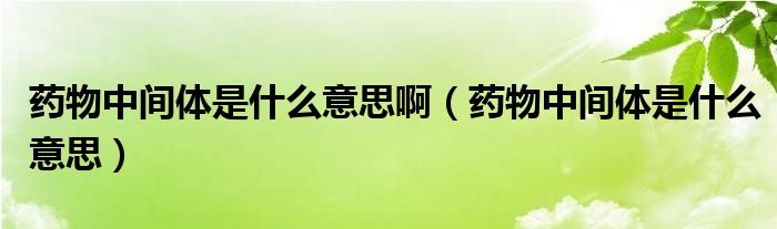 药物中间体是什么意思啊（药物中间体是什么意思）