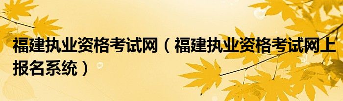 福建执业资格考试网（福建执业资格考试网上报名系统）