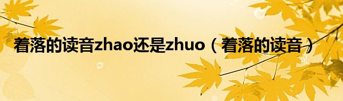 着落的读音zhao还是zhuo（着落的读音）