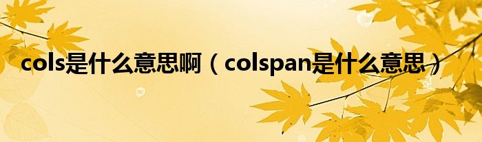 cols是什么意思啊（colspan是什么意思）