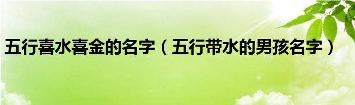 五行喜水喜金的名字（五行带水的男孩名字）