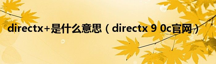 directx+是什么意思（directx 9 0c官网）