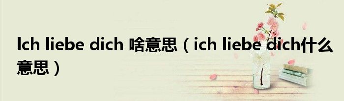 lch liebe dich 啥意思（ich liebe dich什么意思）