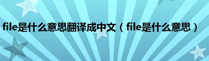 file是什么意思翻译成中文（file是什么意思）