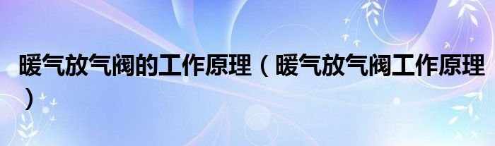 暖气放气阀的工作原理（暖气放气阀工作原理）