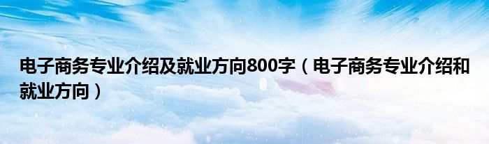 电子商务专业介绍及就业方向800字（电子商务专业介绍和就业方向）