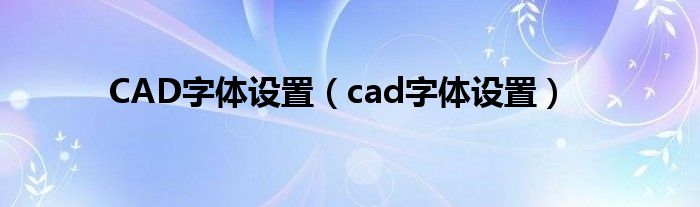 CAD字体设置（cad字体设置）