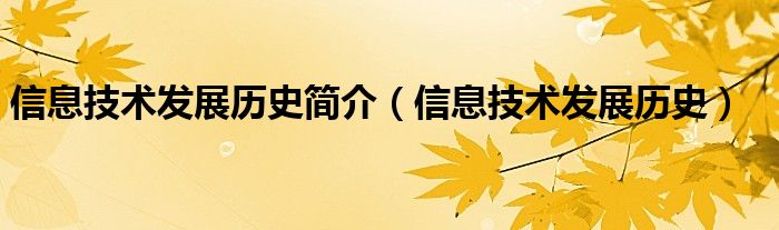 信息技术发展历史简介（信息技术发展历史）