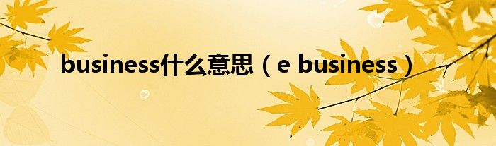 business什么意思（e business）