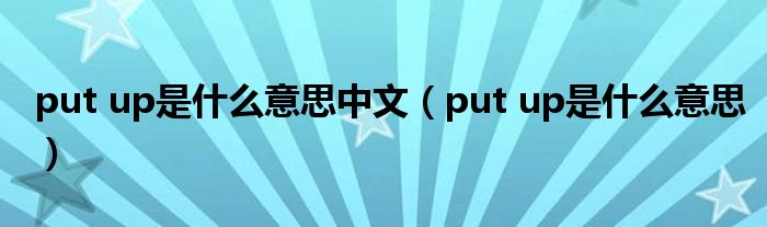 put up是什么意思中文（put up是什么意思）