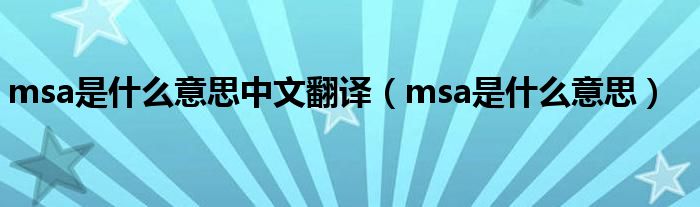 msa是什么意思中文翻译（msa是什么意思）