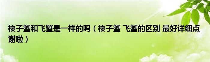 梭子蟹和飞蟹是一样的吗（梭子蟹 飞蟹的区别 最好详细点 谢啦）