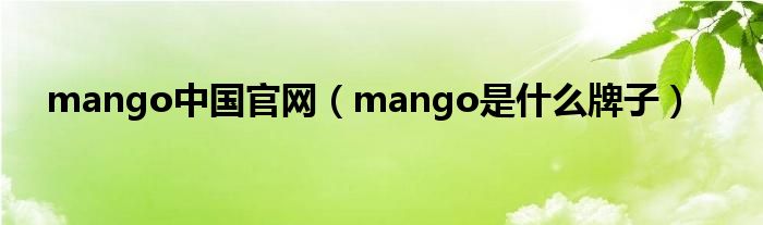 mango中国官网（mango是什么牌子）