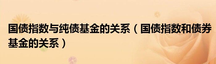 国债指数与纯债基金的关系（国债指数和债券基金的关系）