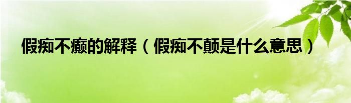 假痴不癫的解释（假痴不颠是什么意思）