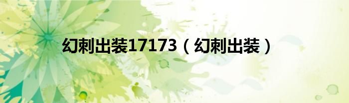 幻刺出装17173（幻刺出装）