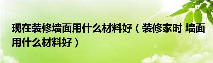 现在装修墙面用什么材料好（装修家时 墙面用什么材料好）