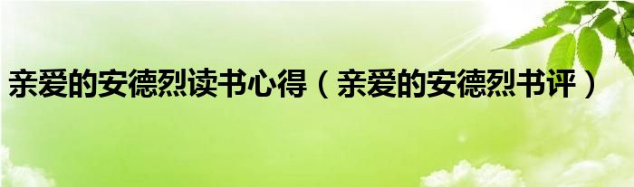 亲爱的安德烈读书心得（亲爱的安德烈书评）