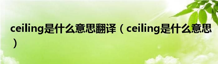 ceiling是什么意思翻译（ceiling是什么意思）