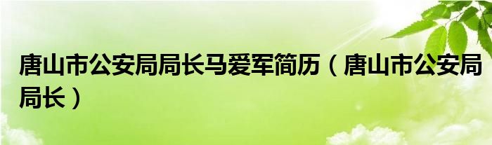 唐山市公安局局长马爱军简历（唐山市公安局局长）